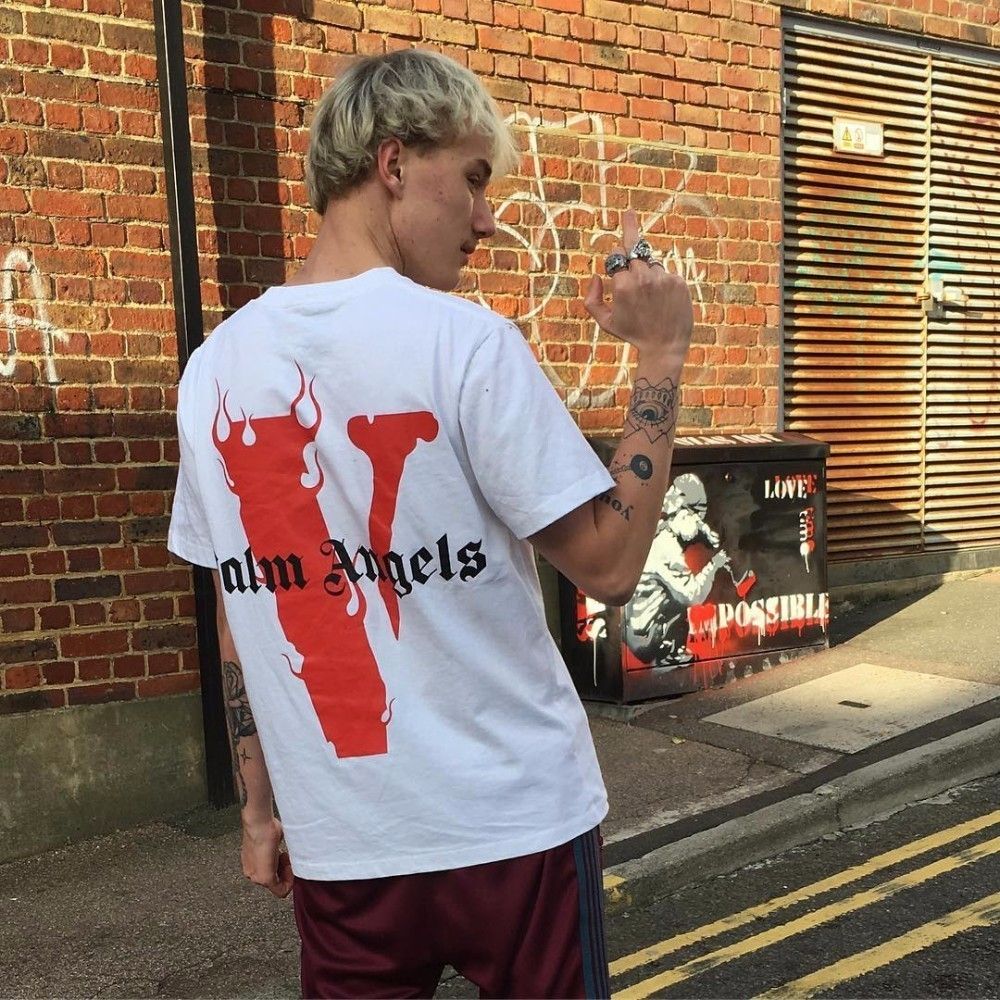 vlone palm angels white t shirt