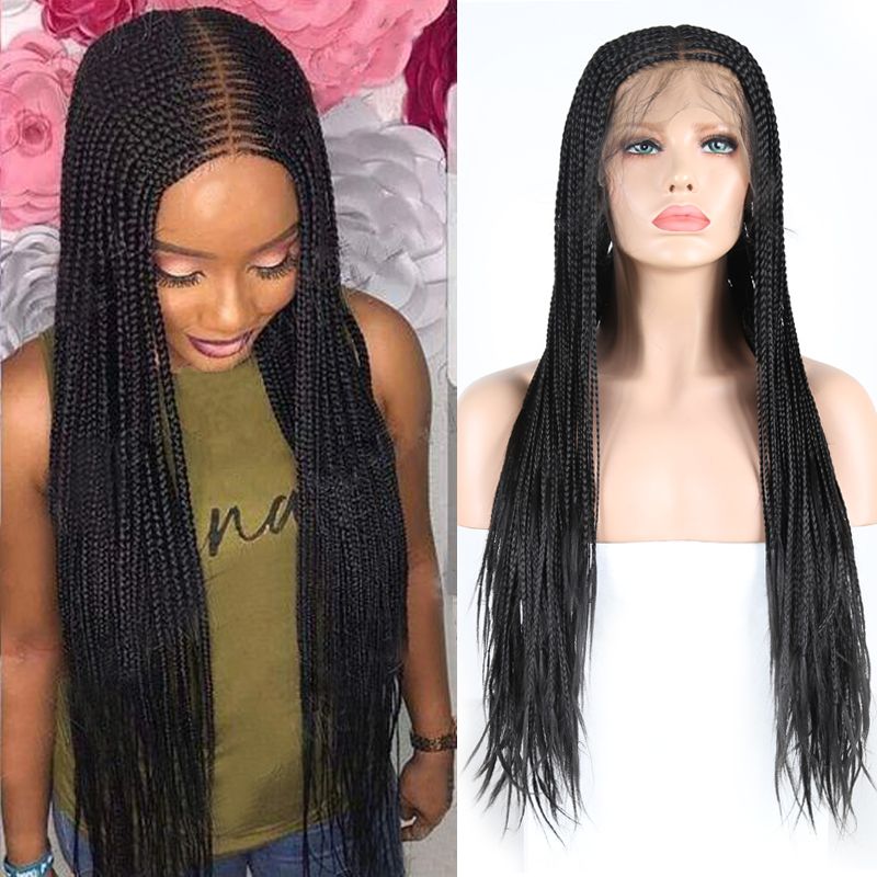 Braided Lace Front Wig With Baby Hair Heat Resistant Glueless
