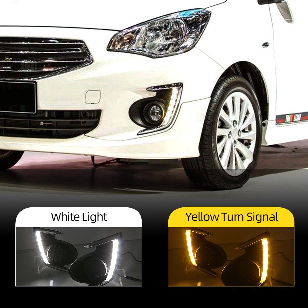 2 White LED Daytime Day Fog Lights DRL Run lamp For Mitsubishi attrage 2012 2015 2 White LED Daytime Day Fog Lights DRL Run lamp For Mitsubishi attrage 2012 2015