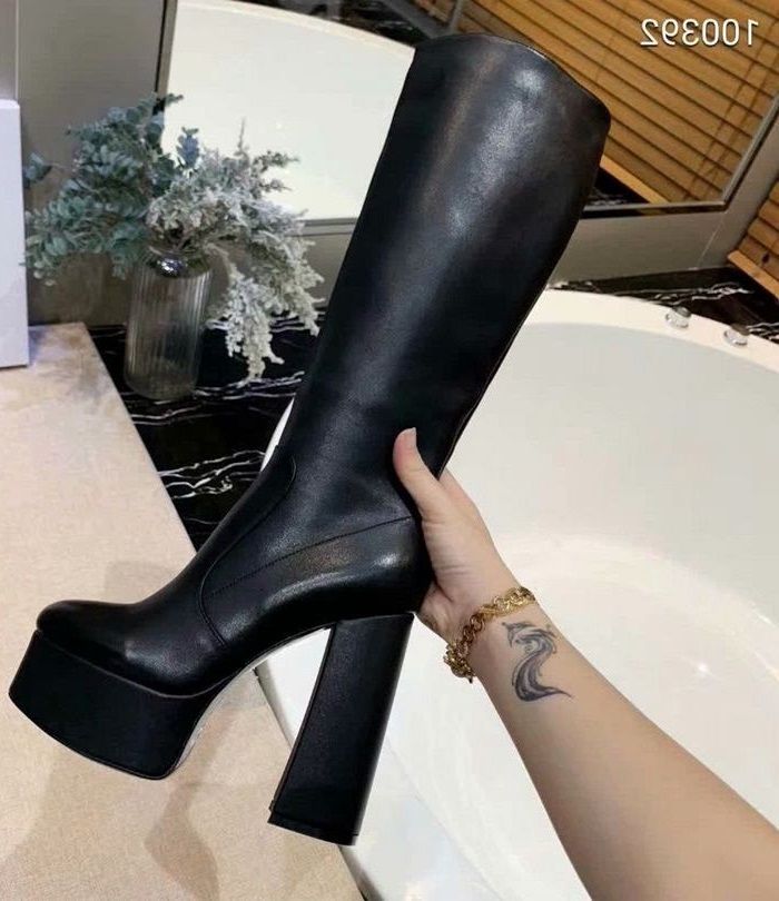 short dress with high boots