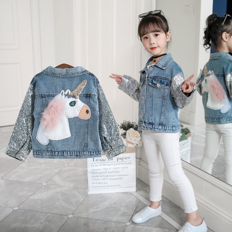 girls unicorn denim jacket