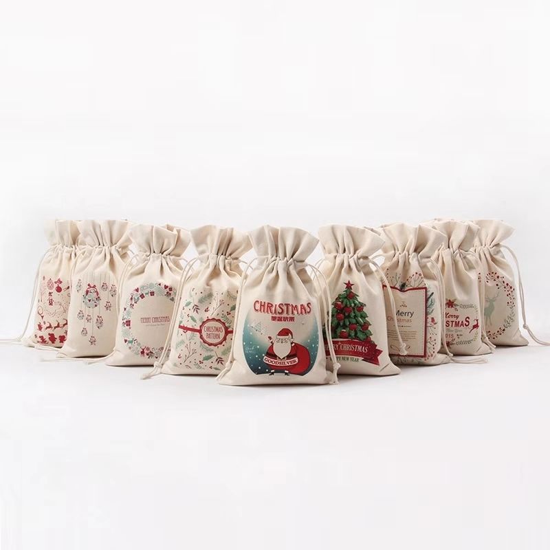 Bolso con cordón de paja de Navidad Bolsa de envasado de comida hermosa bolsa de emje Bolso con cordón de paja de Navidad Bolsa de envasado de comida hermosa bolsa de emje
