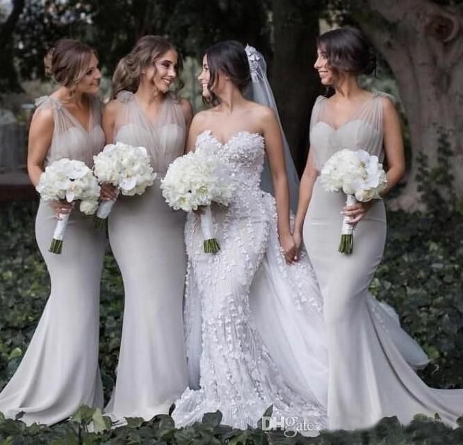silver mermaid wedding dresses