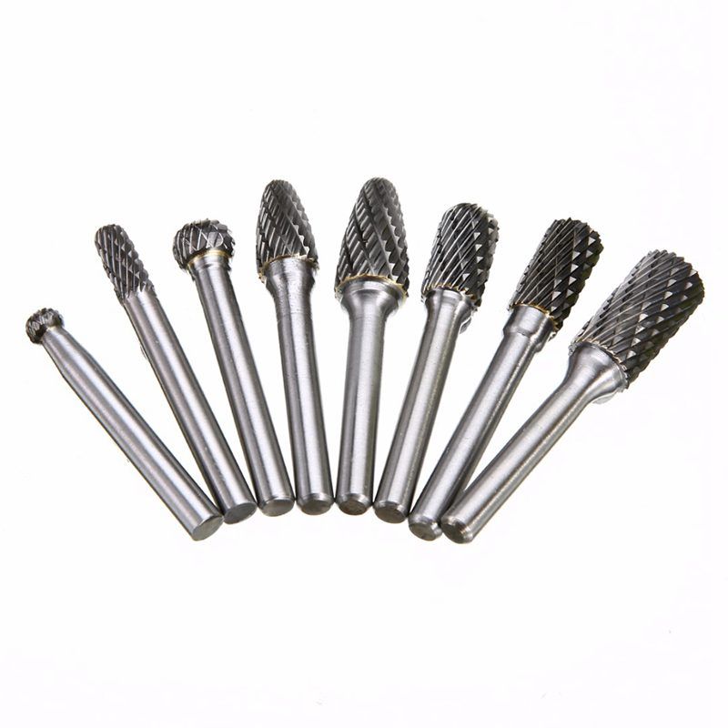 8Pcs 1//4inch Shank Double Cut Carbide Rotary Burr Die Grinder File Power Tool PR