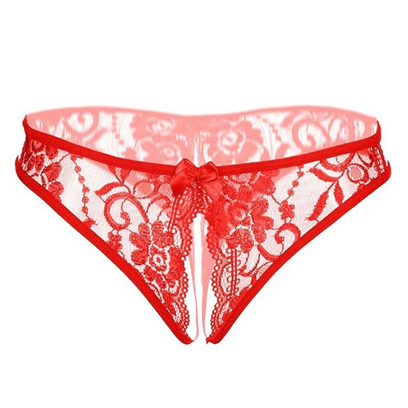 Women Floral Lace Panties Thong G-string Briefs Open Butt Crotchless Underwear