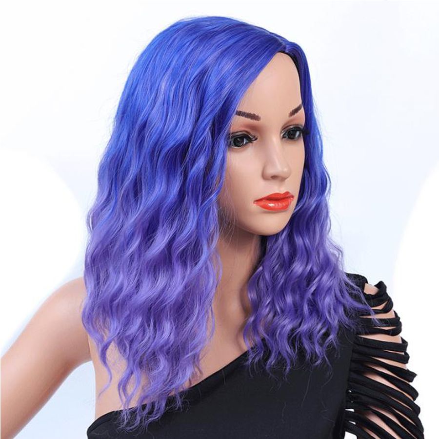 blue and purple wig