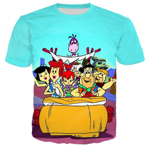 Dibujos animados clásico Los Jetsons Conoce a los Picapiedra Hombres Mujeres Impresión 3D Novedad Estilo Harajuku Camiseta de manga corta Streetwear Tops N1092