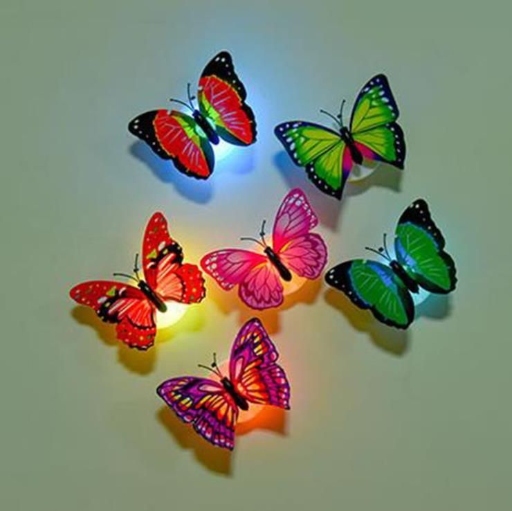 Colorful Changing Butterfly LED Night Light Lamp Home Room Party Desk Wall Decor