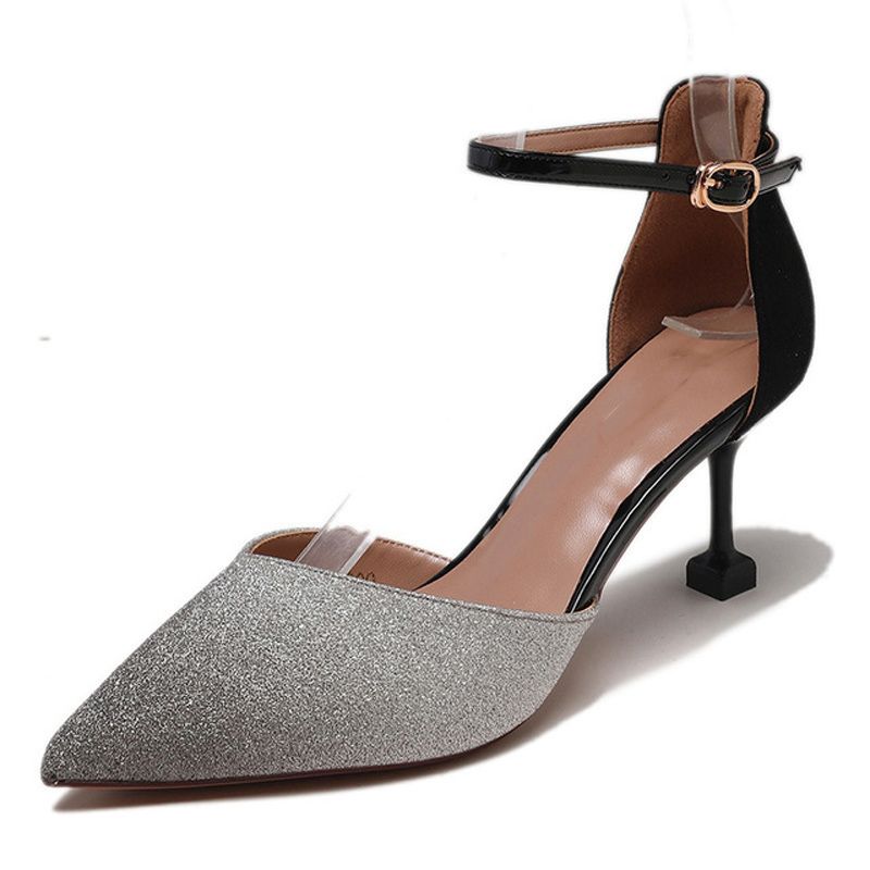 Spring New Womens Sequined High Heel 