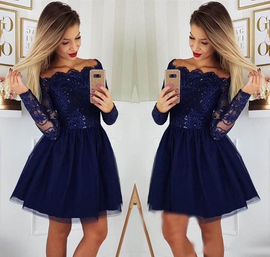 Loja De Vestidos Azul Marinho Mangas Compridas Vestidos Homecoming 2020 Cocktail A Linha Applique Juniors 15 Doce Graduação Partido Vestidos Plus Size Custom Made Vestidos Longos De Zaomeng321, $569,94 | Pt.Dhgate.Com