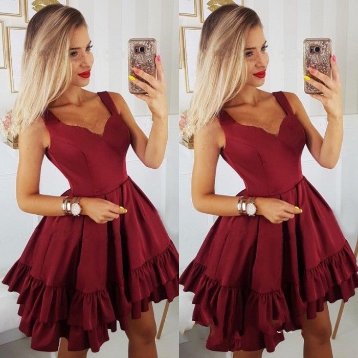 deep red cocktail dress