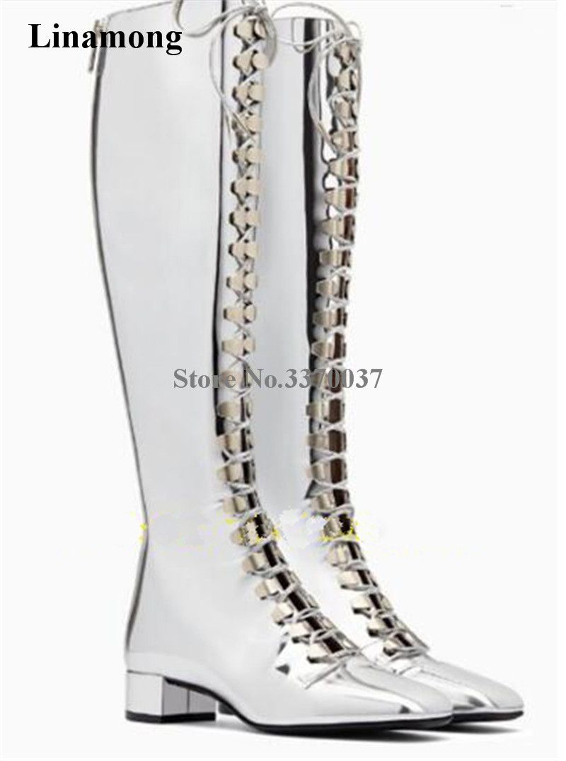 silver flat boots