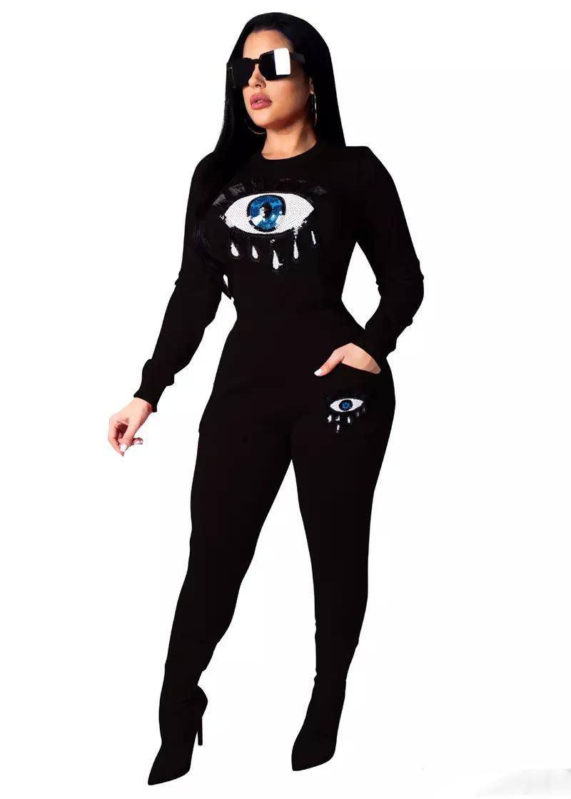 Grosshandel Frauen Pailletten Winter Zweiteilige Set Grosse Mund Auge Hoodie Leggings Trainingsanzug Pullover Bodycon Hosen Outfits Sweat Suit Sweatshirt Strumpfhosen Von Goldlion168 14 Auf De Dhgate Com Dhgate