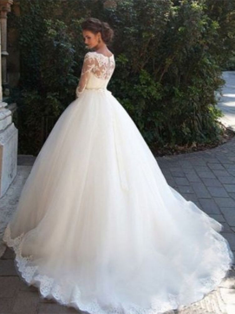 Discount Boho Wedding Dress 2019 O Neck Appliques Lace Mermaid Wedding Gown With Small Train Sexy Bride Dress Back See Through Online Wedding Dresses