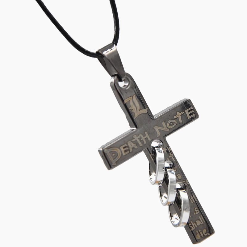 Necklace for Men Anime Death Note Black Gold Metal Necklace Cross Logo Pendant Cosplay Accessories Jewelry
