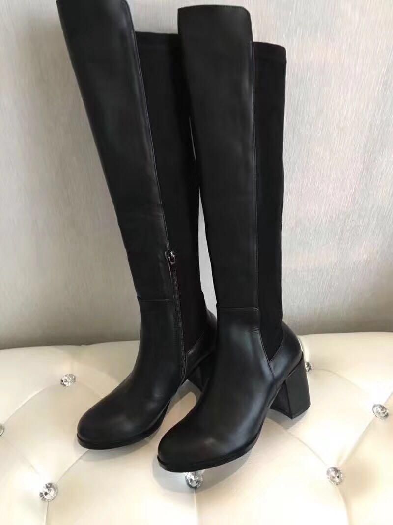 tan stretch knee high boots