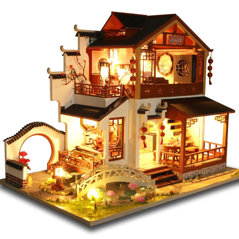 Rolife muñeca casa miniatura bricolaje casa con muebles de kits de madera Casa de Muñecas Juguete 