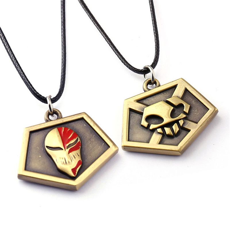 Anime Bleach ichigo Máscara Logo Colgante Collar Aleación de Bronce Cuerda Cadena Máscara Símbolo