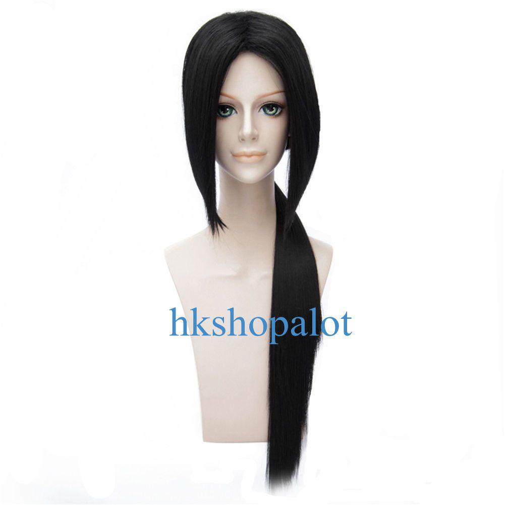 Itachi Uchiha Long Black Cosplay Wig Tied Boy Male Halloween Carnival Full  Hair