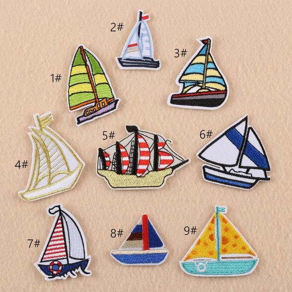 8P-64 3d Velero de hierro forjado en parches de dibujos animados velero coser parche para 8P-64 3d Velero de hierro forjado en parches de dibujos animados velero coser parche para