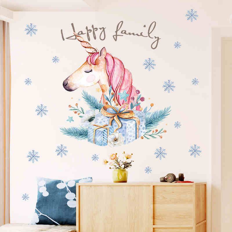 Unicorn Wall Stickers Diy Rainbow Vinyl Home Wall Decals For Kids