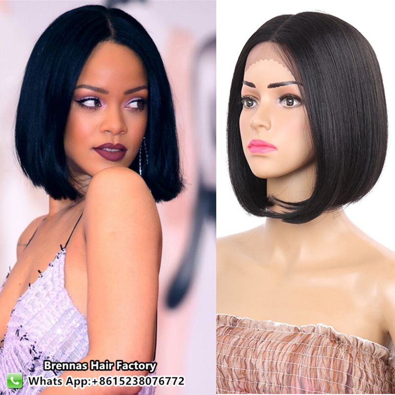 Rihanna Same Hair Style 8inch Synthetic Lace Front Wig Bob Heat Resistant Straight Synthetic Bob Wig Rihanna Same Hair Style 8inch Synthetic Lace Front Wig Bob Heat Resistant Straight Synthetic Bob Wig