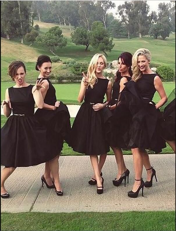 short black bridesmaid dresses