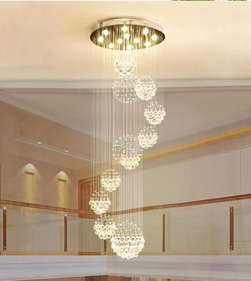 Modern Chandelier Large Crystal Light Fixture For Lobby Staircase