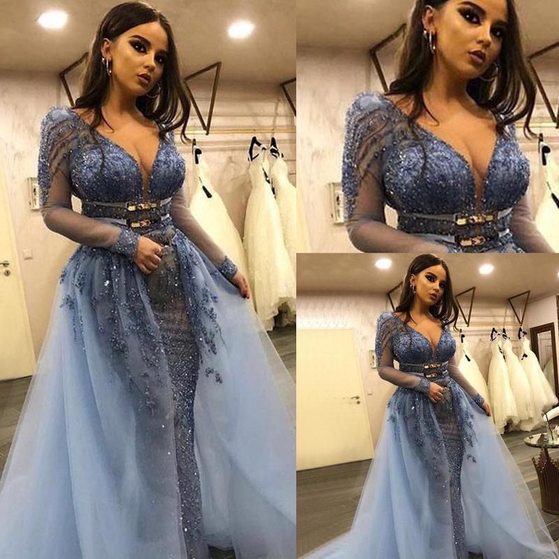 2020 Prom Dress Sexy V Neck Sheer Long 