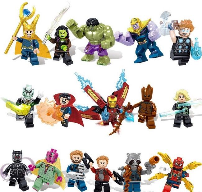 UK Super Heroes Minifigures Custom Marvel THANOS Spideman Black Panther Hulk