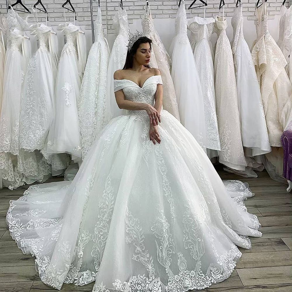 Luxury Sparkling Wedding Dress Party Gown Evening Dress Custom-made