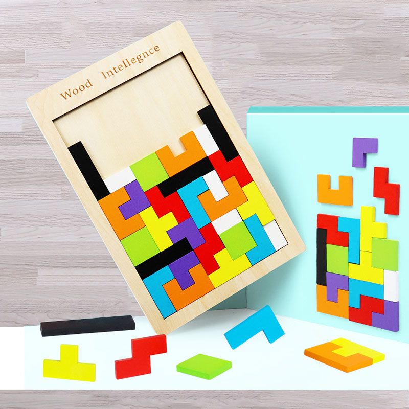 Holz-Tangram Rätsel Puzzle Spielzeug Tetris Spiel Bildungs Kinder Spielzeug 