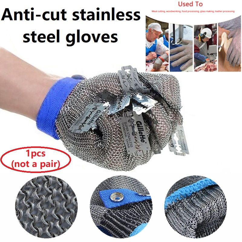 Safety Cut Proof Stab Resistant Butcher Gloves Stainless Steel Wire Metal  Mesh