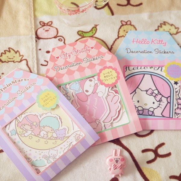 Kawaii Cartoon Hello Kitty Melody Twin Stars Pennants Paper Flag