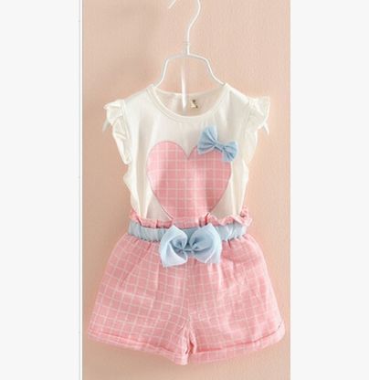 #1 Girls Plaid Heart Clothes Sets
