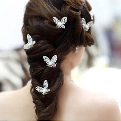 Top Sale Cheap Butterfly Hair Clips Rhinestone Pearl Hair