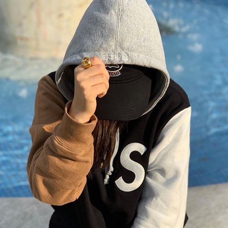 s logo colorblocked hooded sweatshirt