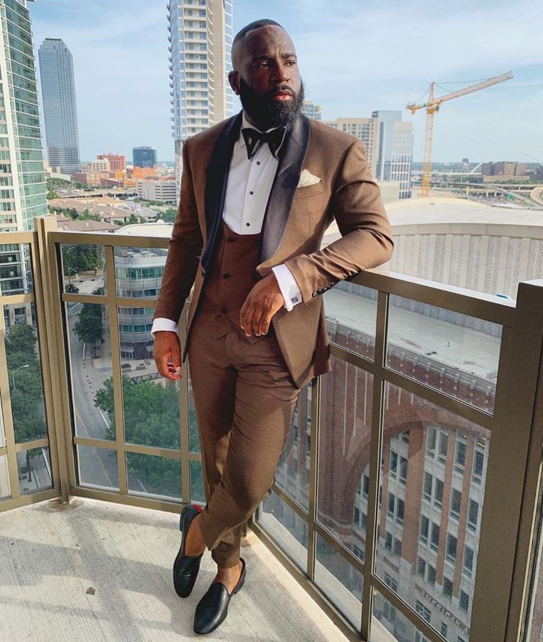 Hot Sale Brown Mens Prom Suits Shawl 