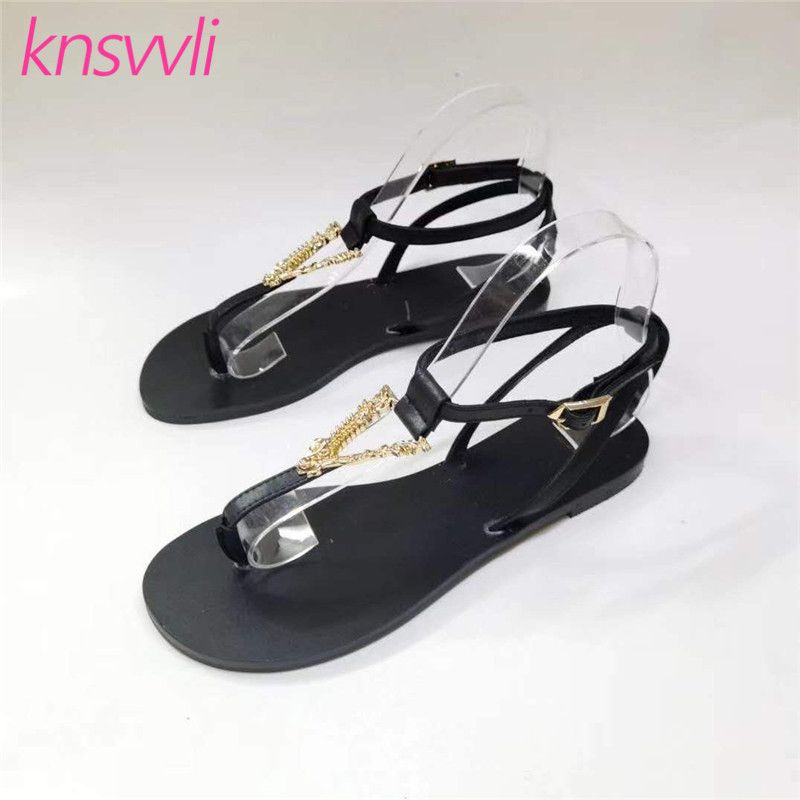 ladies black leather sandals