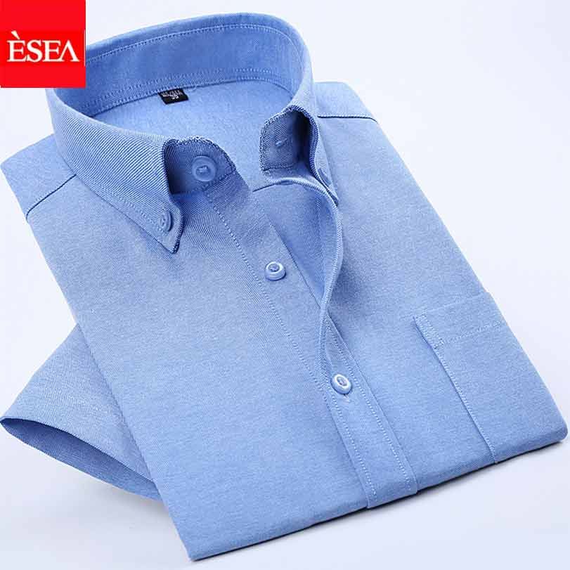 2020 Oxford Solid Color Short Sleeve Button Up Shirt Men Shirt Men