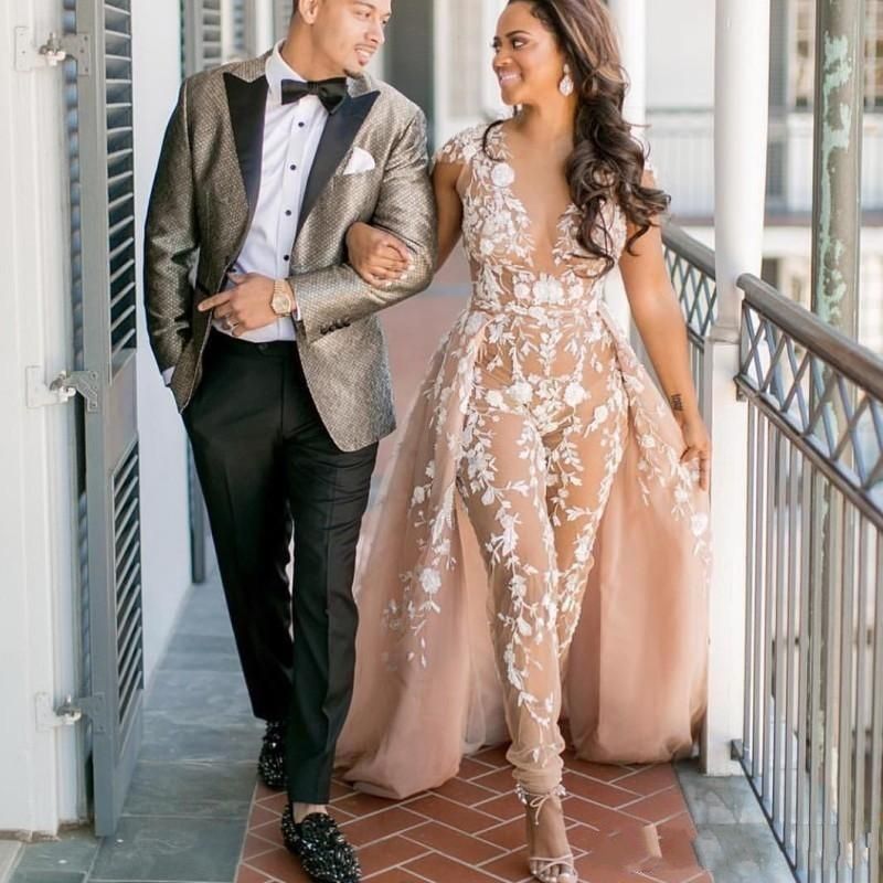formal jumpsuit with overskirt