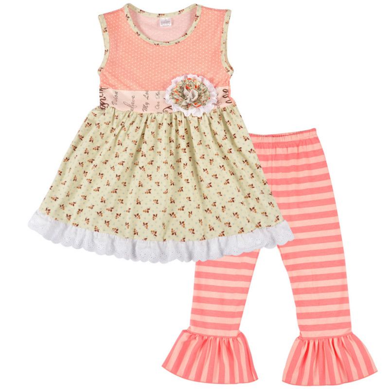 2020 New Spring Summer Girls Clothing Set Children Sleeveless Dot