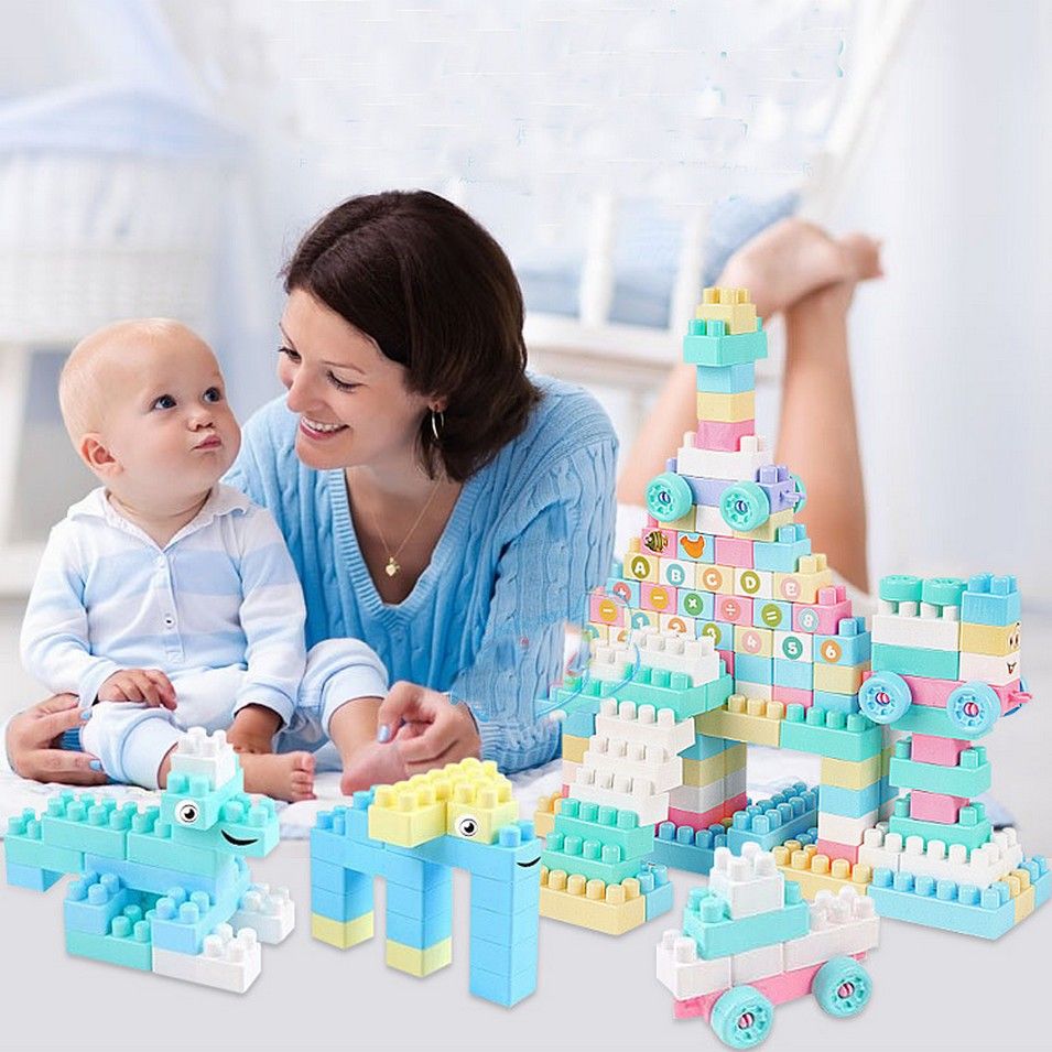 toddler building bricks