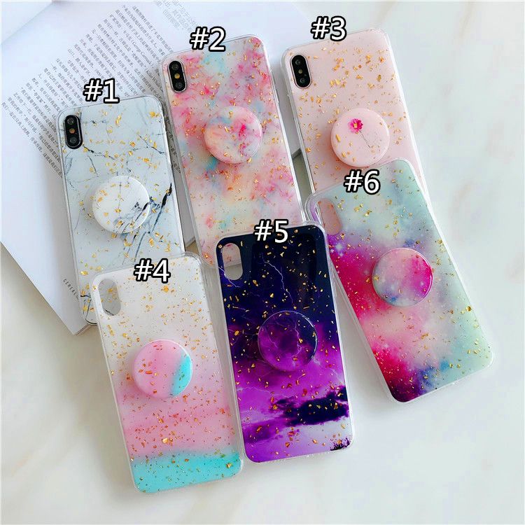 Fundas para teléfono Epoxy Starry Sky Funda trasera suave de papel dorado soporte para teléfono para iPhone 11 Pro Max X XR XS Max 7 7plus 8 8plus 6 6S 6s plus