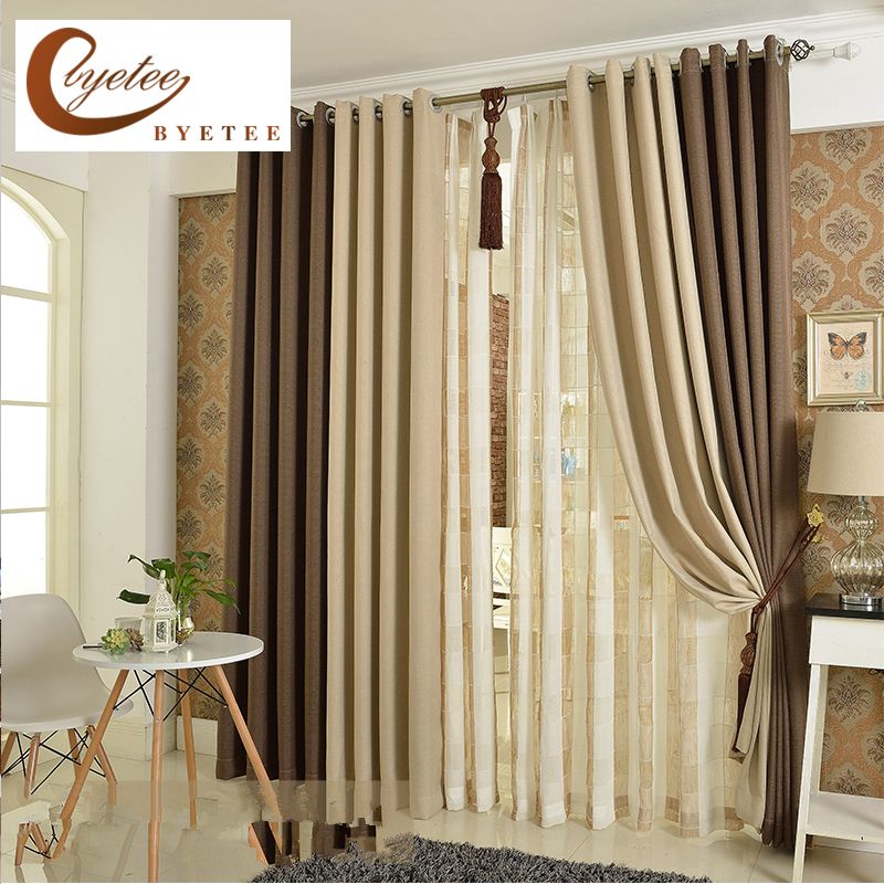 byetee Korean Solid Color Linen Curtain Shade Cloth Cotton Curtains ...