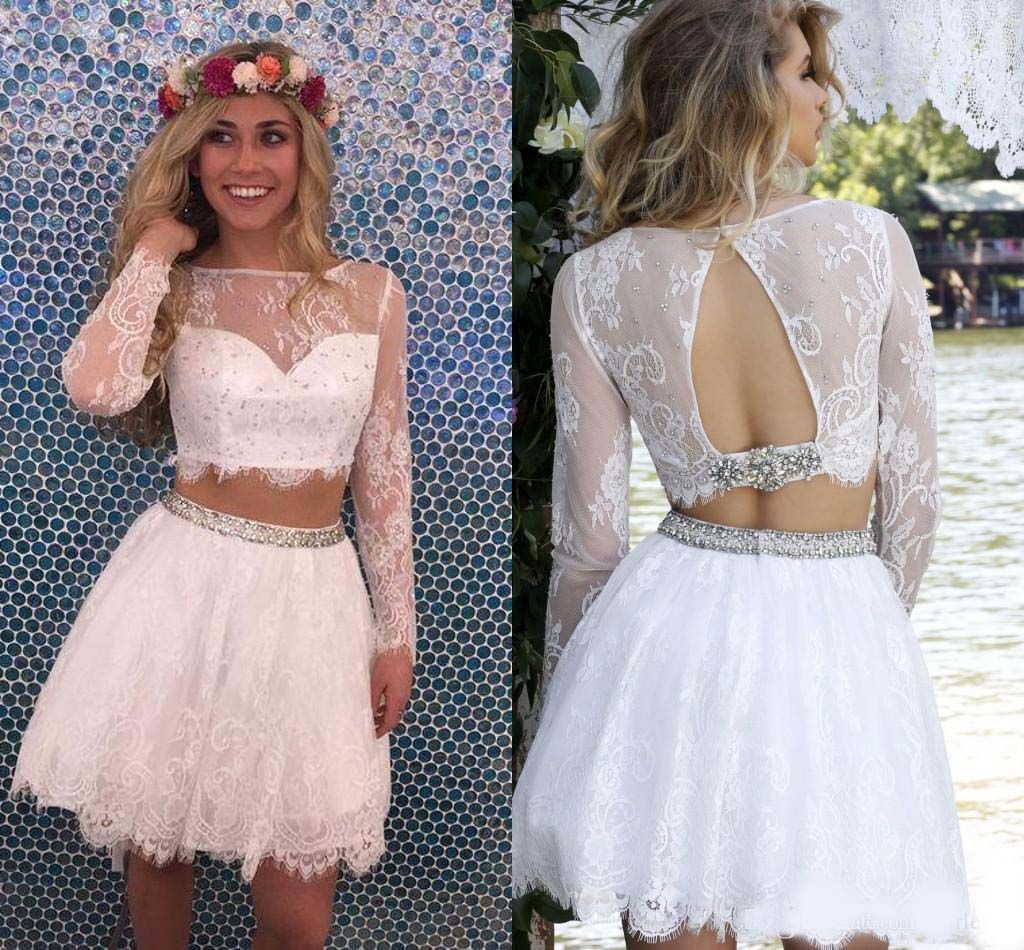 two piece white dress short