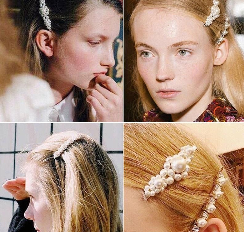 Elegant Crystal Pearl Barrettes Hair Clip Hairpin Headdress For Women Girls