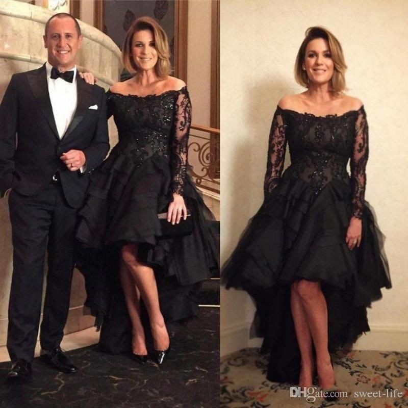 long sleeve black wedding guest dress