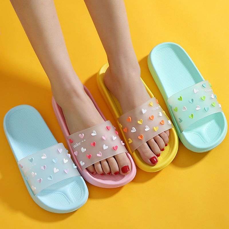 Satin Al Kadin Terlik Slayt Sandalet Plaj Slaytlar Flip Flop Seffaf Kalp Seker Renk Yumusak Sole Kadinlar Bayanlar Ayakkabi Zapatillas Mujer Tl115 21 Dhgate Comda