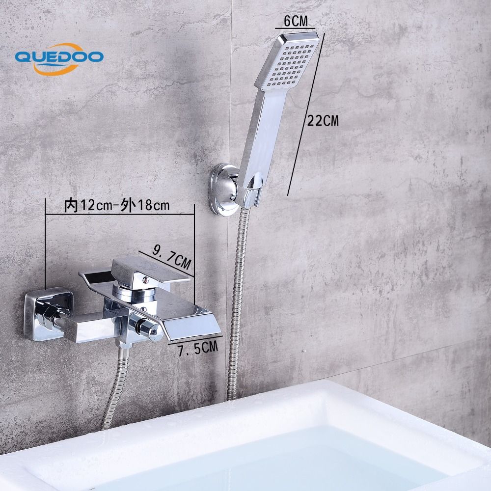 2019 Shower Faucets Square Wall Mounted Waterfall Spout Bathroom